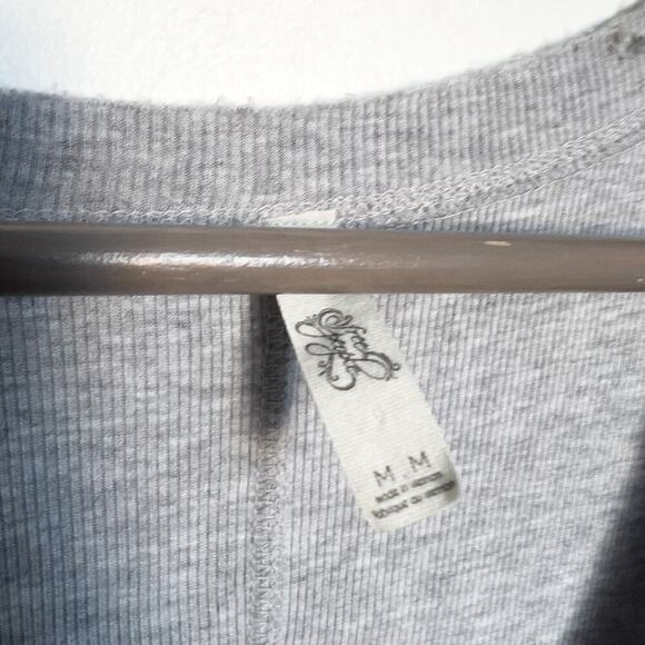 Free People Scoop Swing Tunic Ribbed Grey Long Sleeve Stretch Jersey - Picture 4 of 7